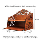 Handcrafted Small Wooden Mandir – Compact Om Pooja Stand | ASOBO