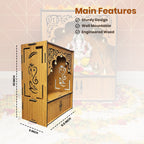 Premium Wooden Wall-Mounted Pooja Mandir with LED , Shubh Labh Jali Design, Bells & Storage Drawer – Home Temple for Living Room