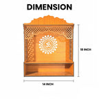 Premium Wooden Wall-Mount Pooja Mandir with LED & OM Cutout & Designer Jali Panels | Compact Home Temple