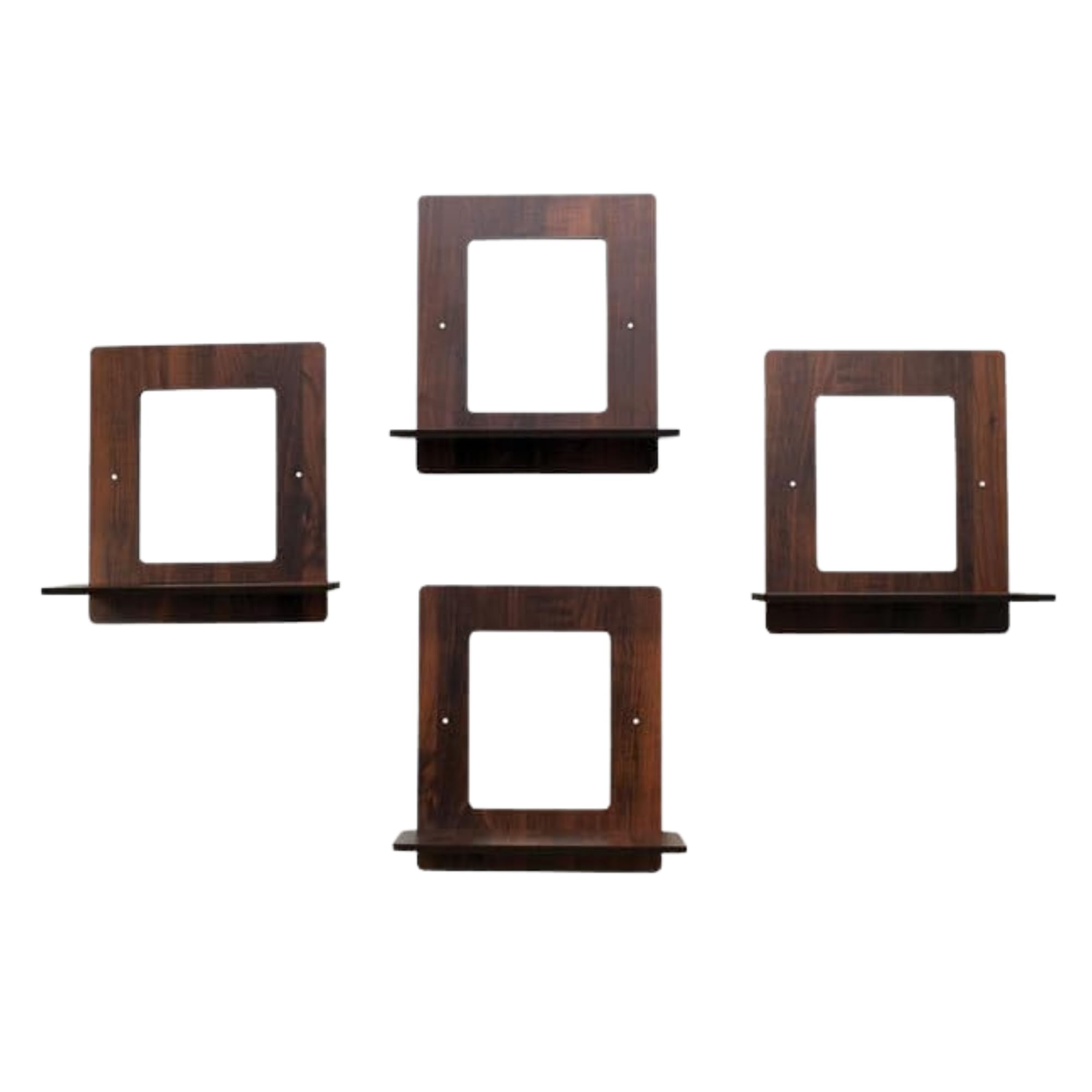 Set of 4 Brown MDF Square-Shaped Wall Shelves | ASOBO