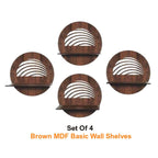 Round Wooden Wall Shelf with Artistic Cutout Design Set of 4 | ASOBO