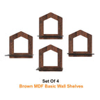 Set of 4 Brown MDF House-Shaped Wall Shelves | ASOBO