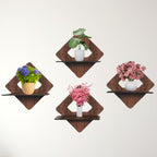 Set of 4 Brown MDF Diamond-Shaped Wall Shelves | ASOBO