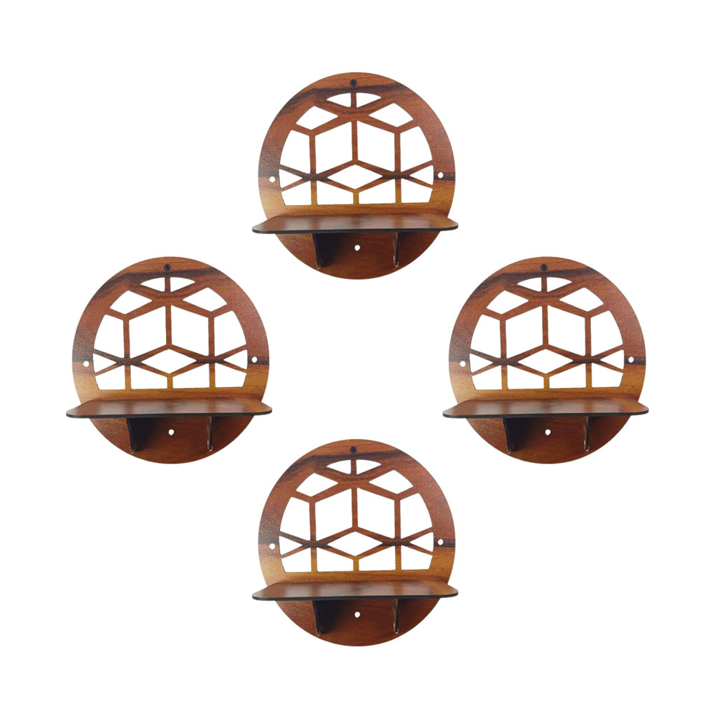 Geometric Honeycomb Cutout Design Wall Shelf Set Of 4 | ASOBO