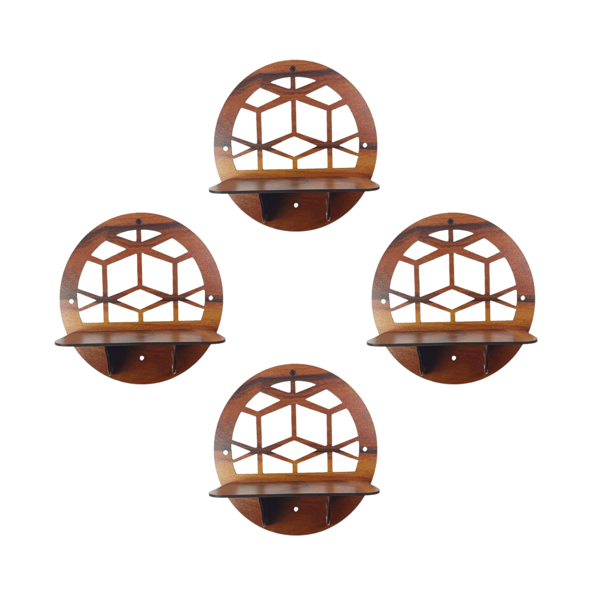 Geometric Honeycomb Cutout Design Wall Shelf Set Of 4 | ASOBO