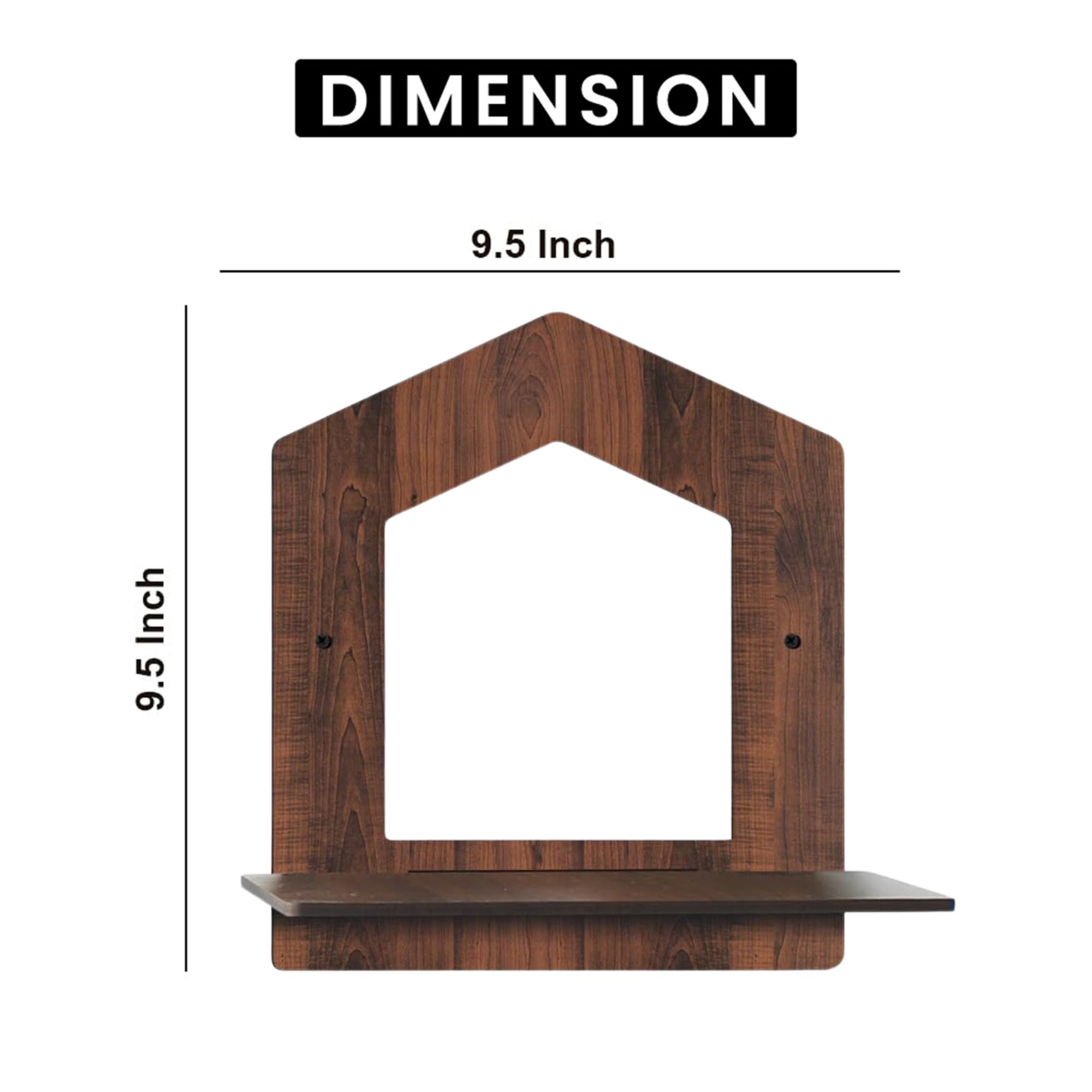 Set of 4 Brown MDF House-Shaped Wall Shelves | ASOBO