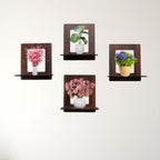 Set of 4 Brown MDF Square-Shaped Wall Shelves | ASOBO
