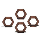 Set of 4 Brown MDF Hexagon Wall Shelves | ASOBO