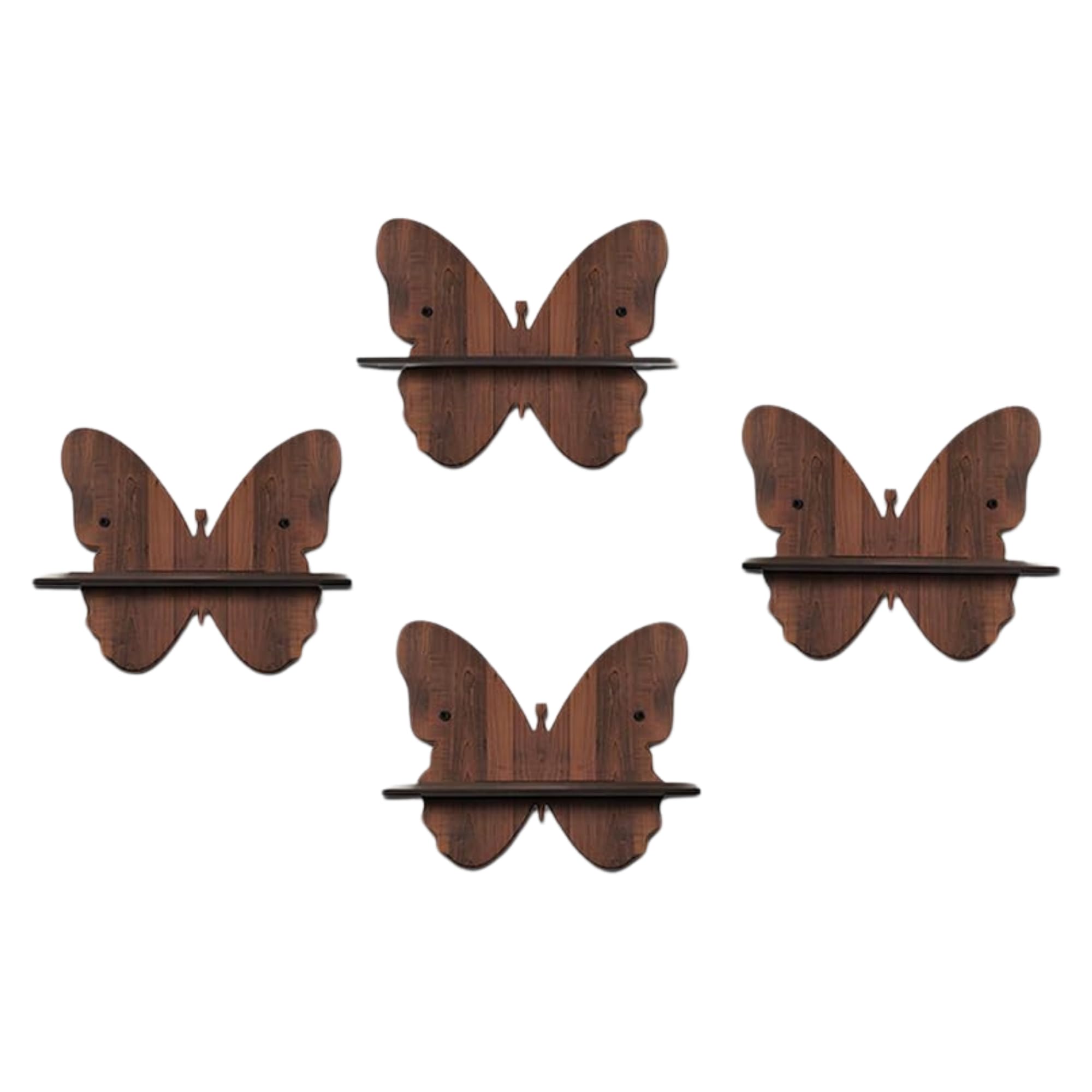 Wooden Butterfly-Shaped Wall Shelf Set Of 4 | ASOBO