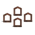 Set of 4 Brown MDF House-Shaped Wall Shelves | ASOBO