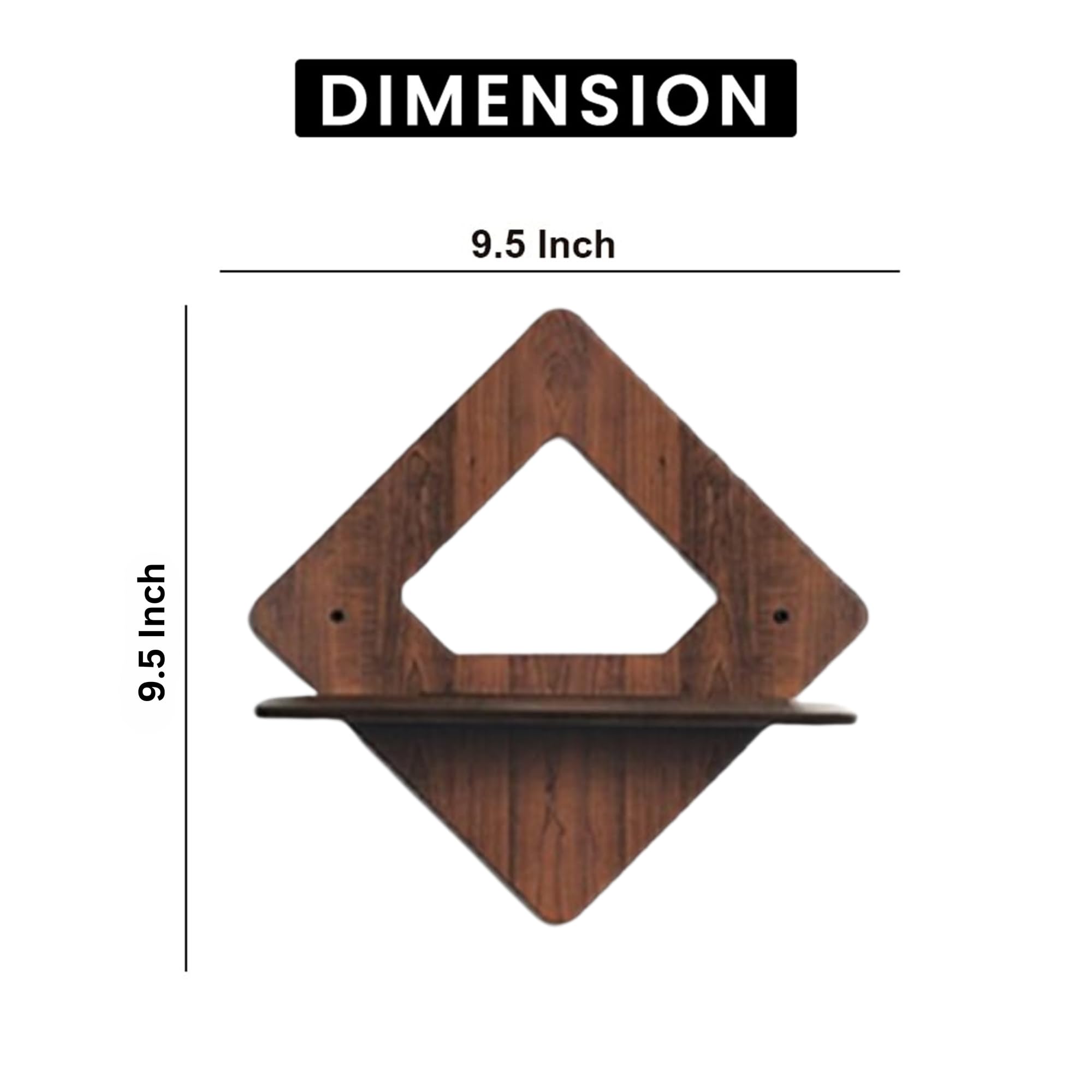 Set of 4 Brown MDF Diamond-Shaped Wall Shelves | ASOBO