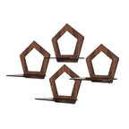 Set of 4 Brown MDF Pentagon-Shaped Wall Shelves | ASOBO