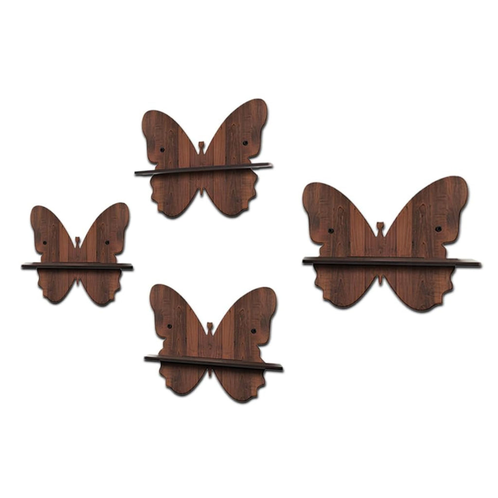 Wooden Butterfly-Shaped Wall Shelf Set Of 4 | ASOBO