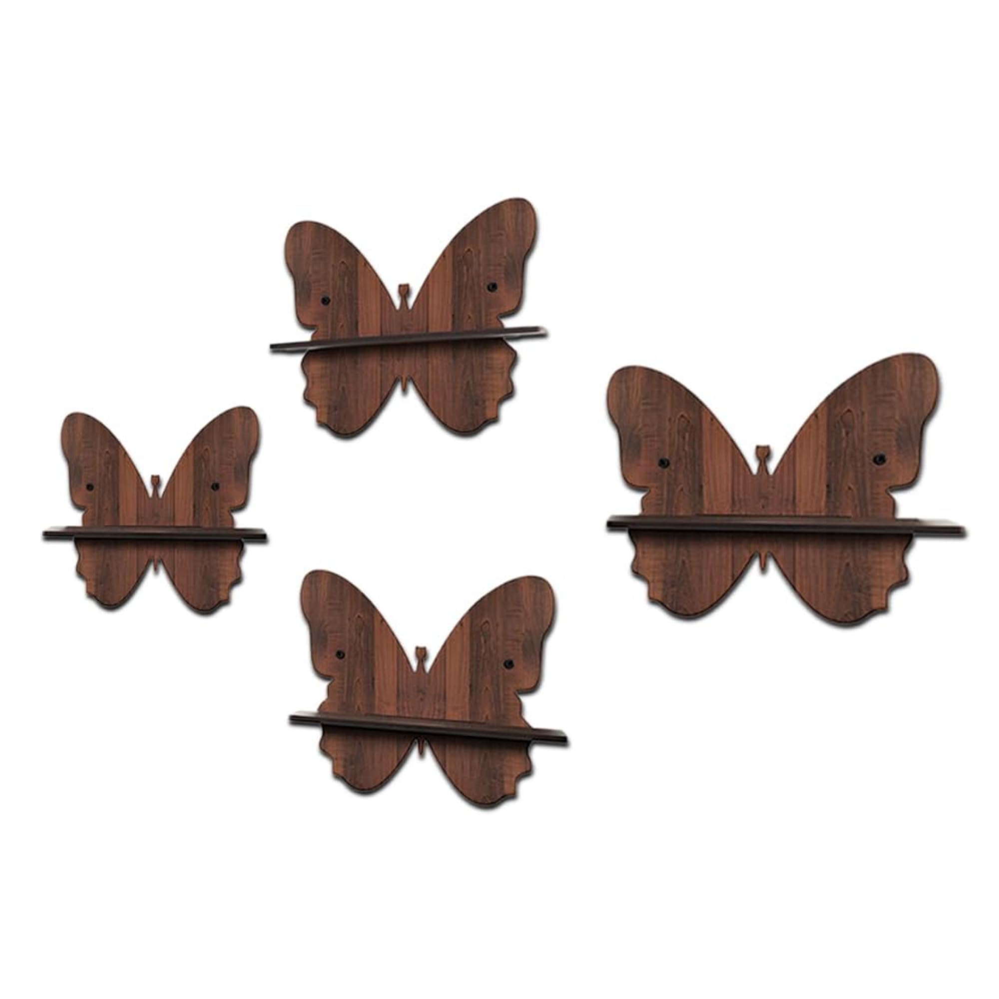 Wooden Butterfly-Shaped Wall Shelf Set Of 4 | ASOBO