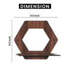 Set of 4 Brown MDF Hexagon Wall Shelves | ASOBO