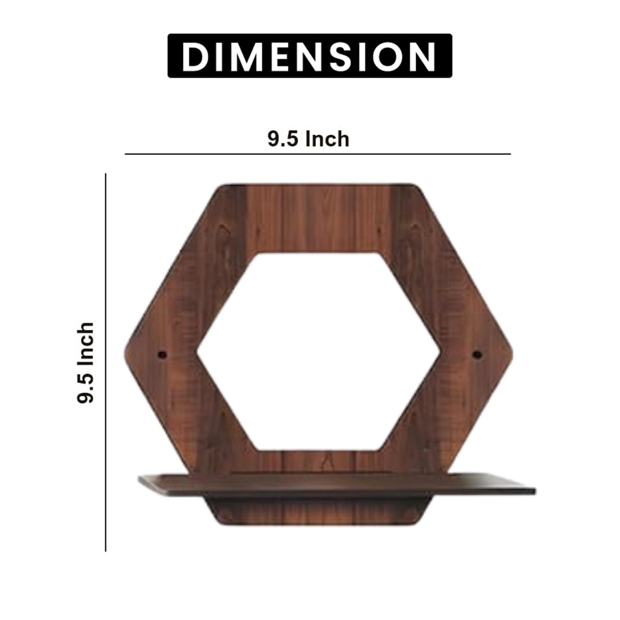 Set of 4 Brown MDF Hexagon Wall Shelves | ASOBO