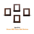 Set of 4 Brown MDF Square-Shaped Wall Shelves | ASOBO