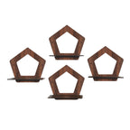 Set of 4 Brown MDF Pentagon-Shaped Wall Shelves | ASOBO