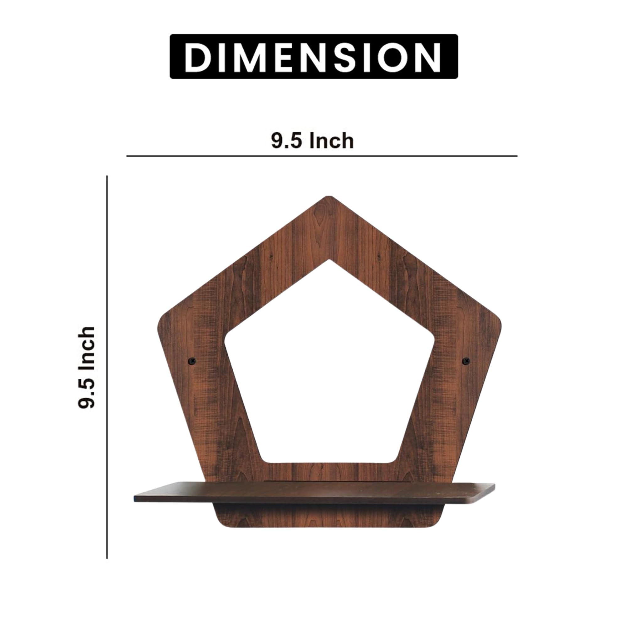 Set of 4 Brown MDF Pentagon-Shaped Wall Shelves | ASOBO