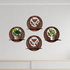 Round Wooden Wall Shelf with Bird on Branch Cutout Design Set Of 4 | ASOBO