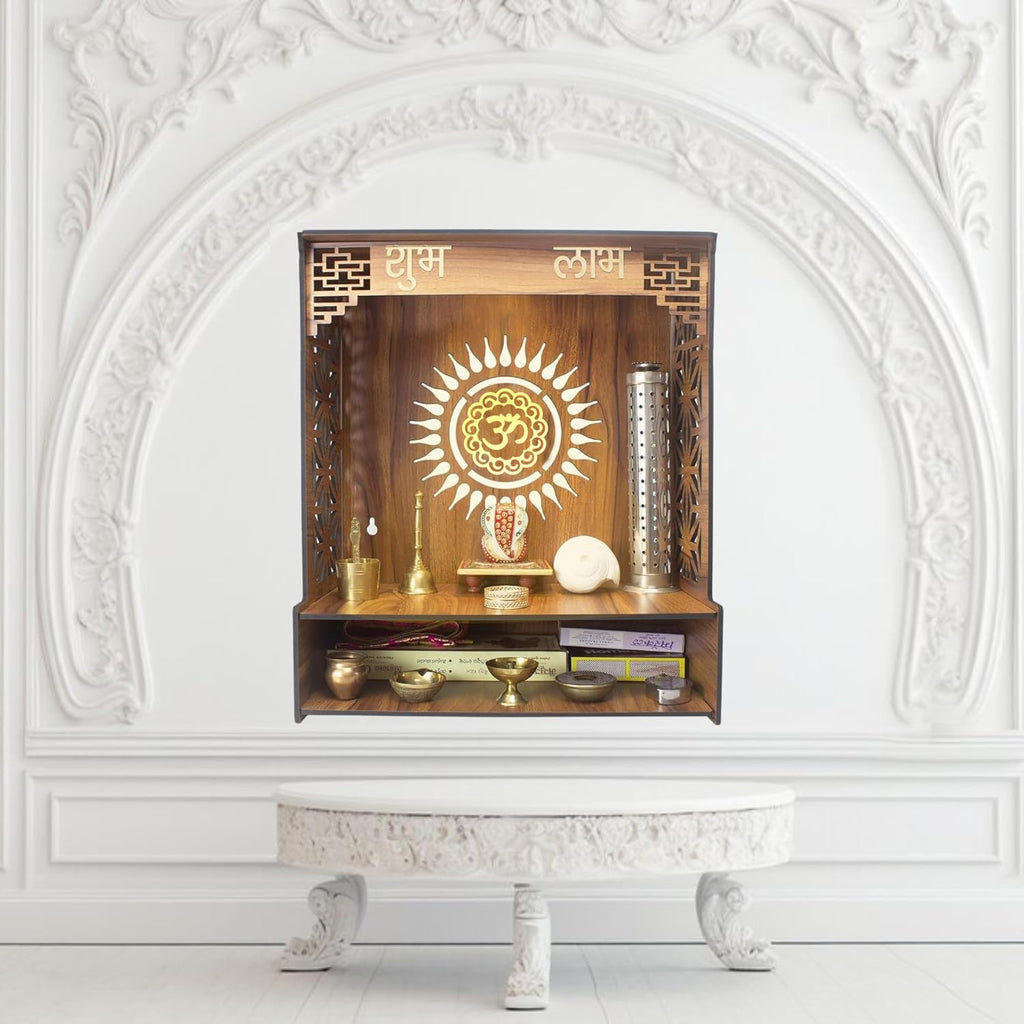 Compact Wall-Mounted Wooden Mandir| ASOBO