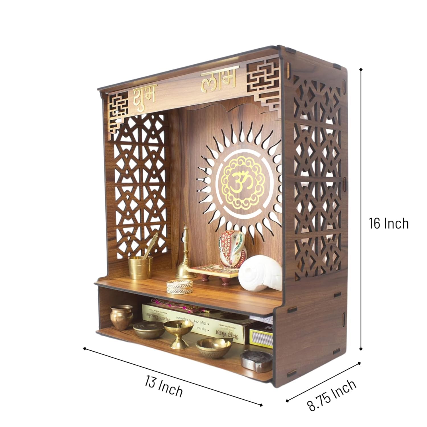 Compact Wall-Mounted Wooden Mandir| ASOBO