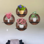 Round Wooden Wall Shelf with Artistic Cutout Design Set of 4 | ASOBO