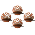 Set of 4 Brown MDF Round Wall Shelves with Geometric Cutout Design | ASOBO