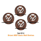 Round Wooden Wall Shelf with Bird on Branch Cutout Design Set Of 4 | ASOBO