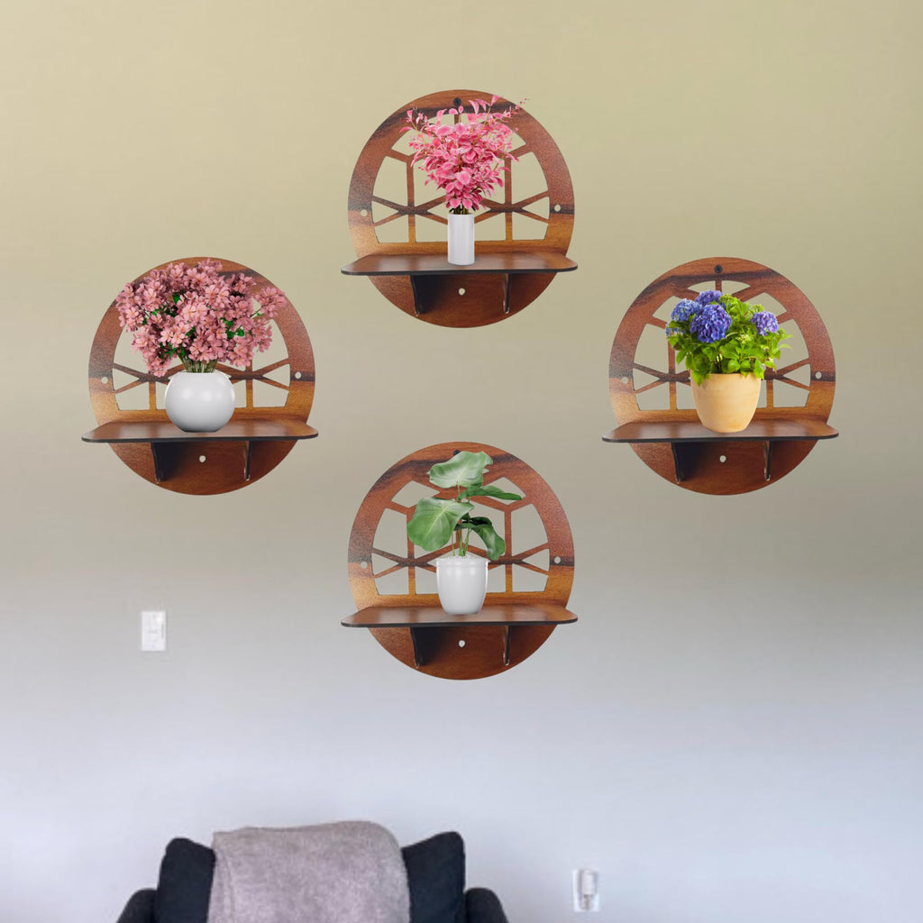 Geometric Honeycomb Cutout Design Wall Shelf Set Of 4 | ASOBO
