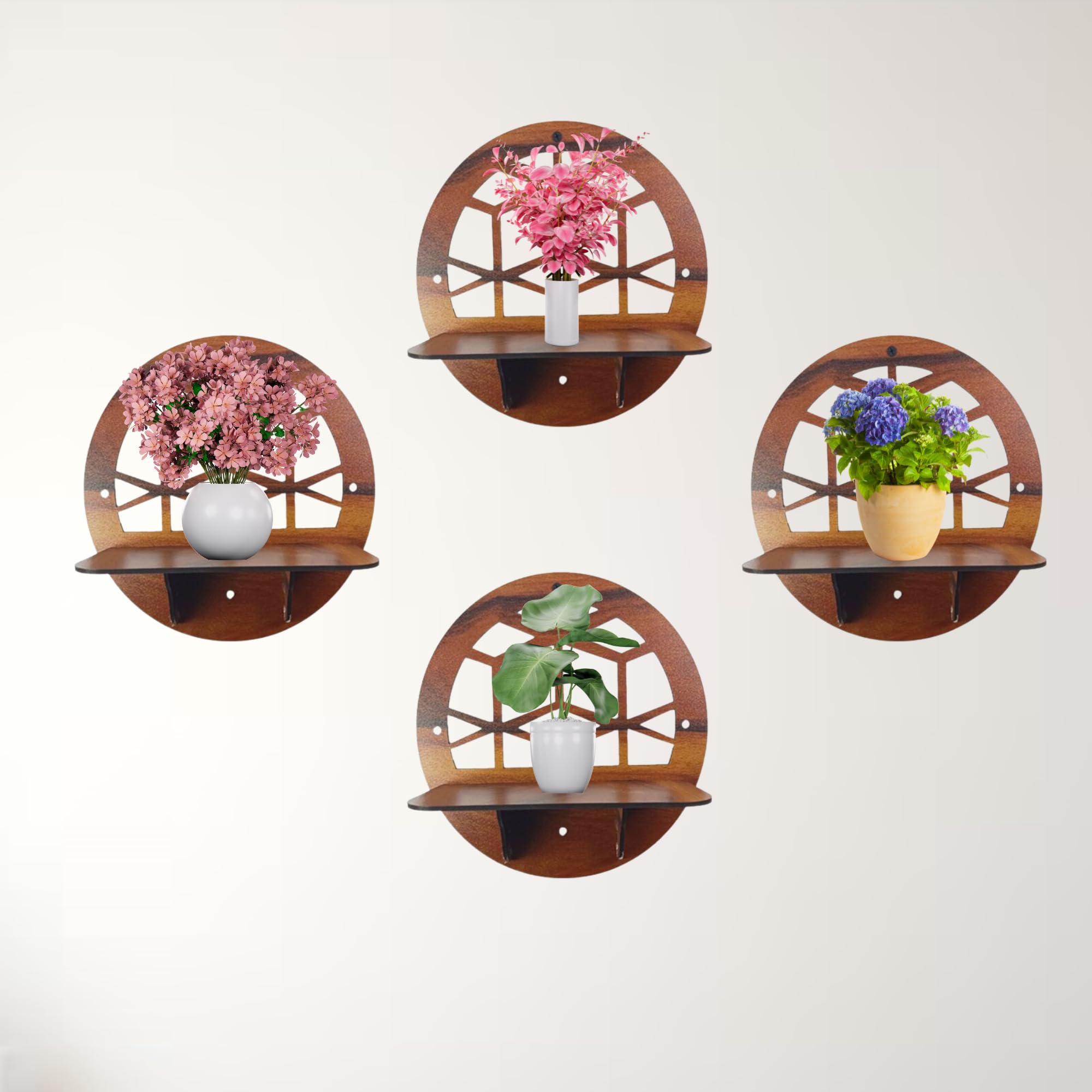 Geometric Honeycomb Cutout Design Wall Shelf Set Of 4 | ASOBO