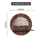 Round Wooden Wall Shelf with Artistic Cutout Design Set of 4 | ASOBO