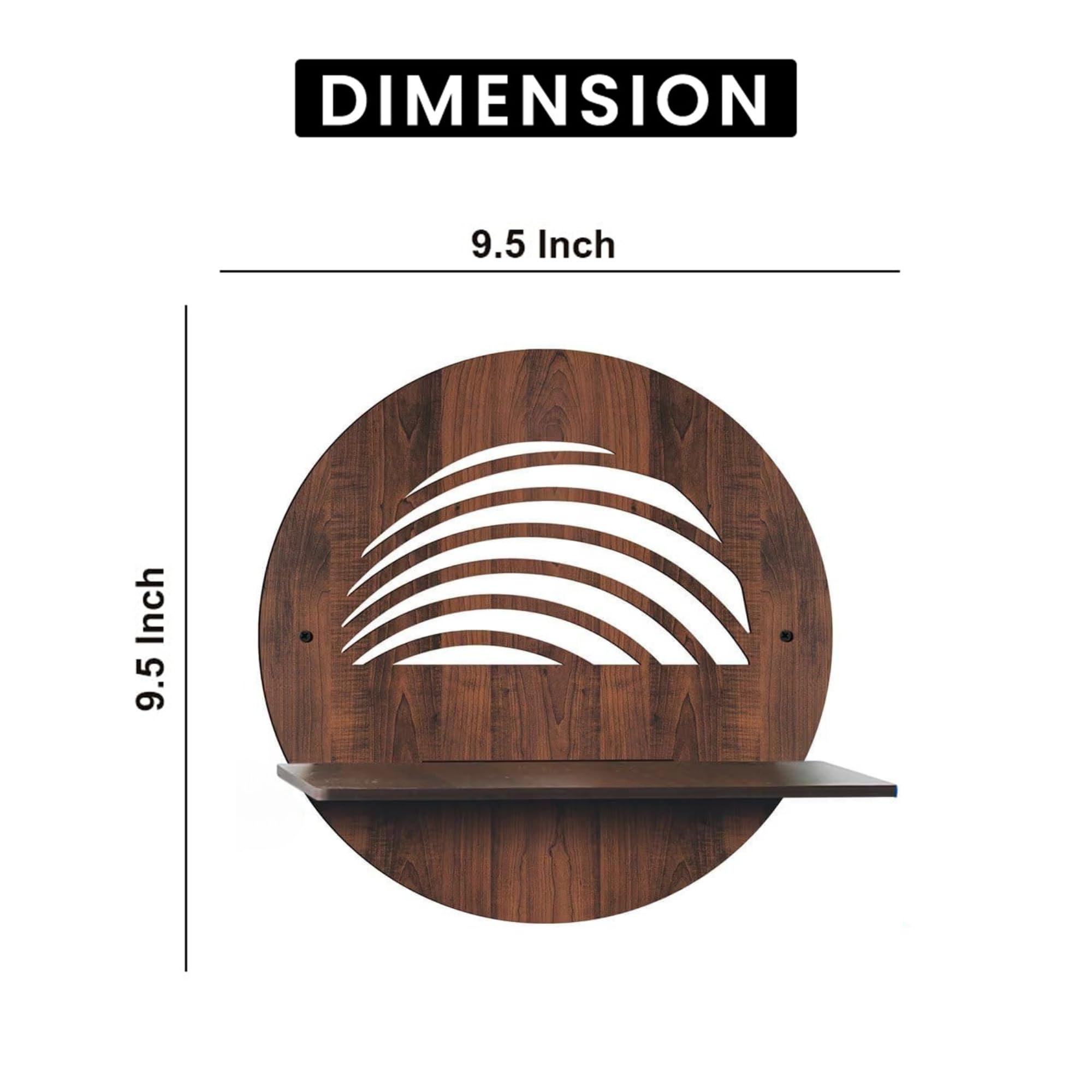 Round Wooden Wall Shelf with Artistic Cutout Design Set of 4 | ASOBO