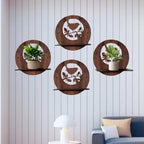 Round Wooden Wall Shelf with Bird on Branch Cutout Design Set Of 4 | ASOBO