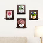 Set of 4 Brown MDF Square-Shaped Wall Shelves | ASOBO