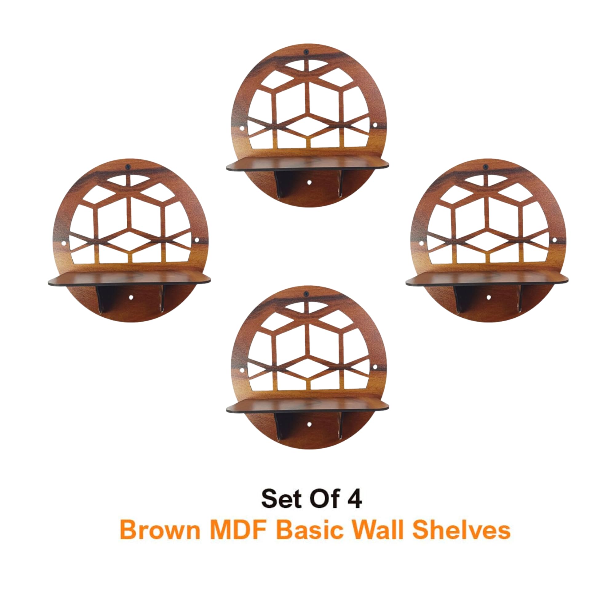 Geometric Honeycomb Cutout Design Wall Shelf Set Of 4 | ASOBO