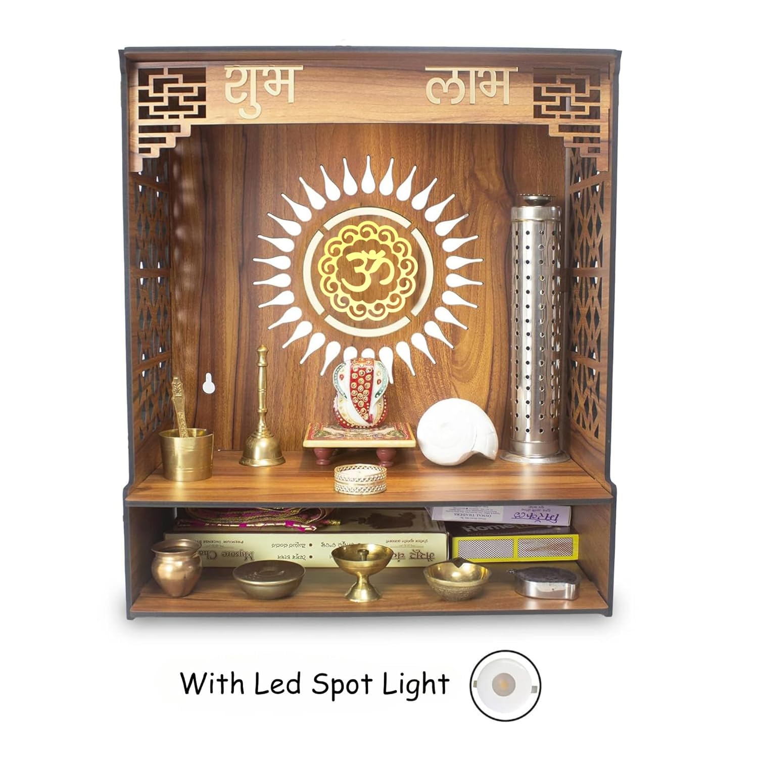 Compact Wall-Mounted Wooden Mandir| ASOBO