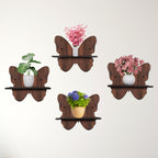 Wooden Butterfly-Shaped Wall Shelf Set Of 4 | ASOBO
