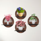 Round Wooden Wall Shelf with Artistic Cutout Design Set of 4 | ASOBO