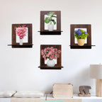 Set of 4 Brown MDF Square-Shaped Wall Shelves | ASOBO