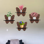 Wooden Butterfly-Shaped Wall Shelf Set Of 4 | ASOBO