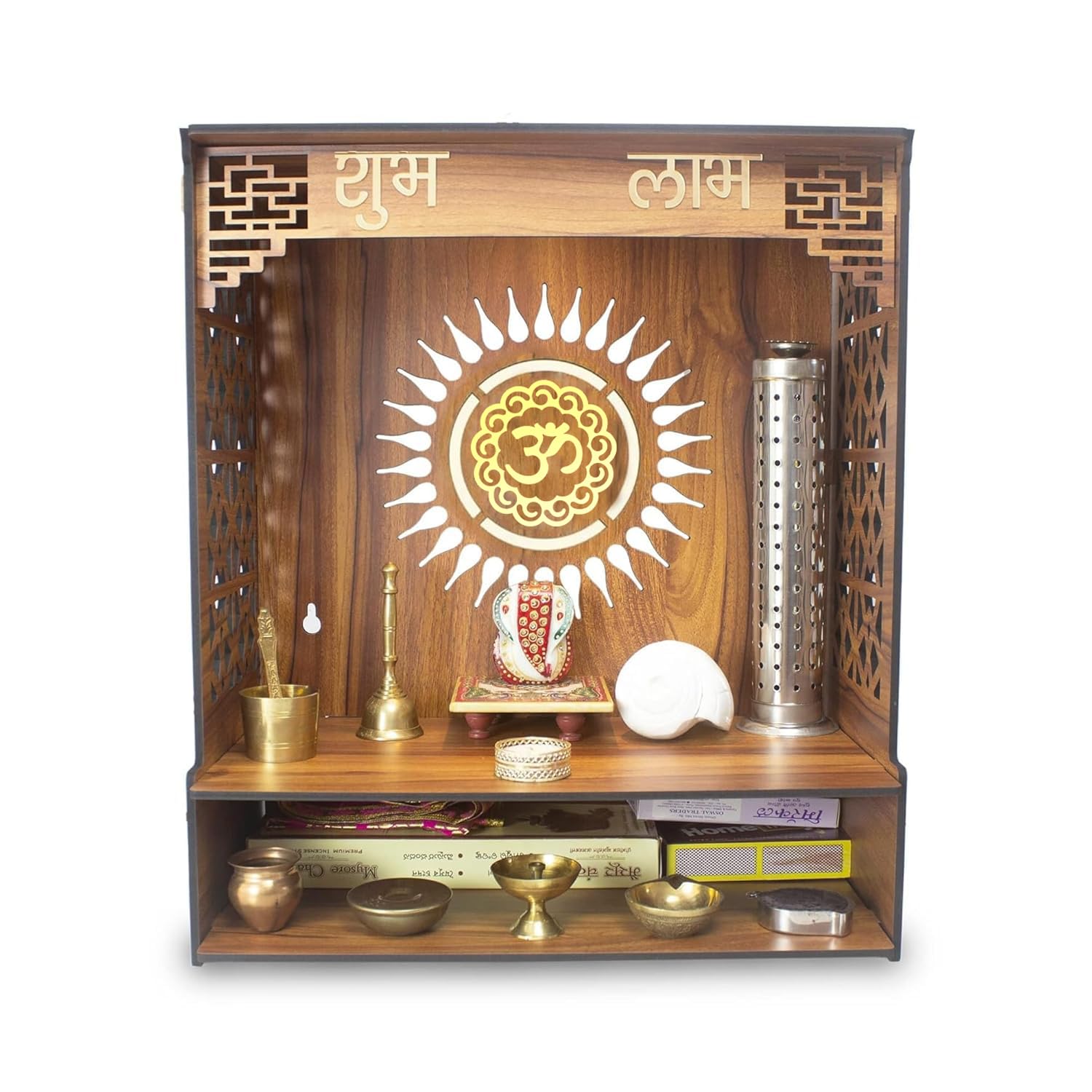 Compact Wall-Mounted Wooden Mandir| ASOBO