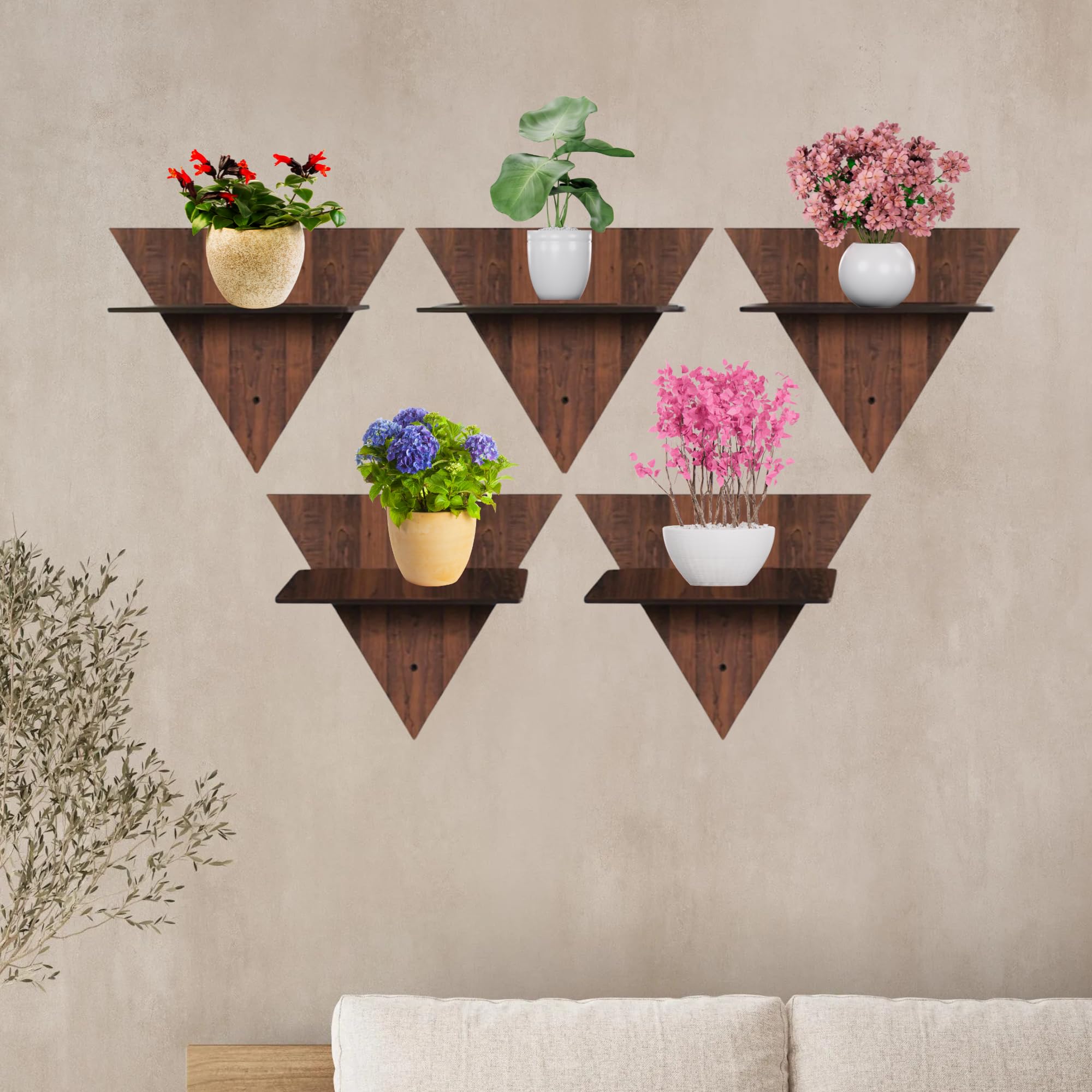 Geometric Triangle Wall Shelves Set of 4 | ASOBO