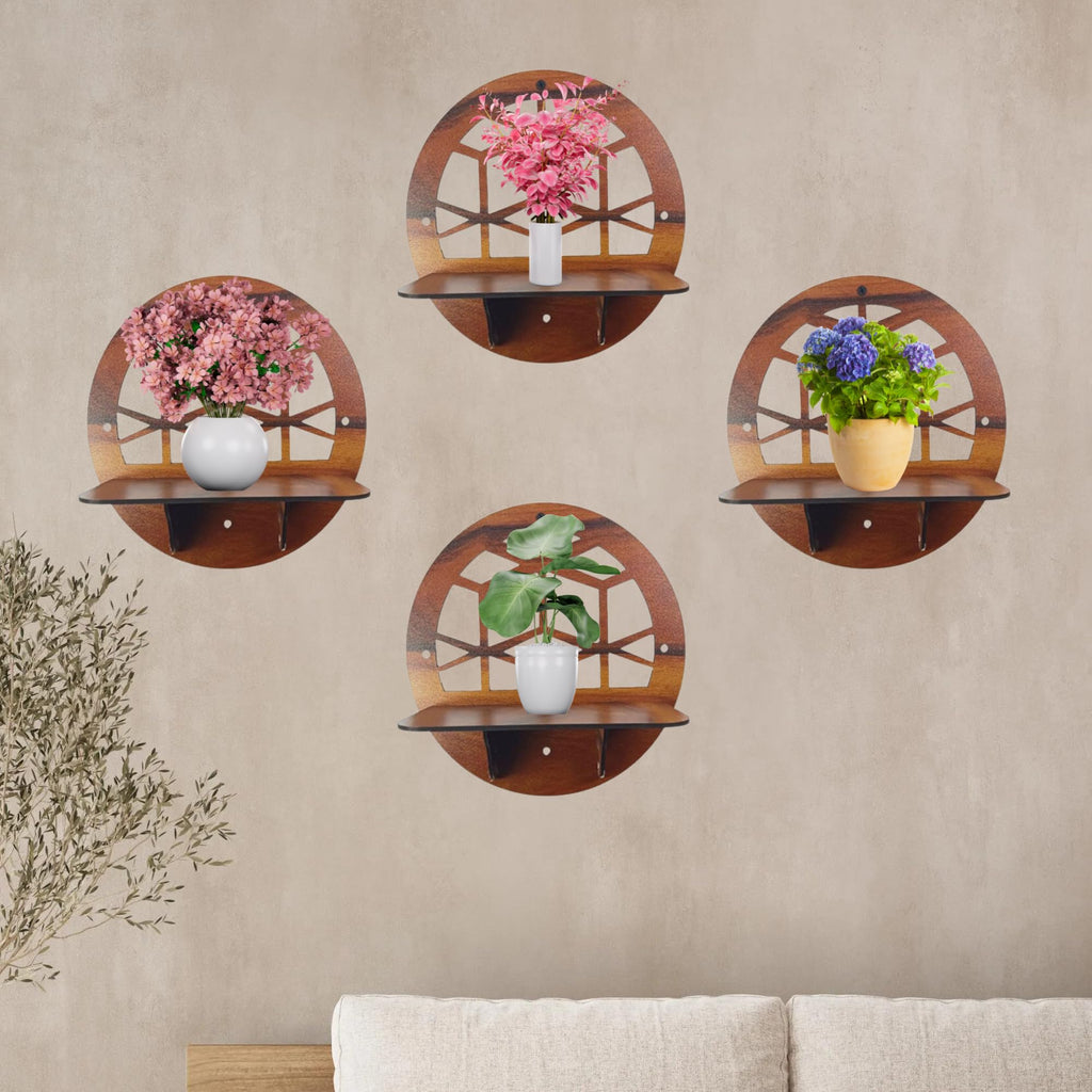 Geometric Honeycomb Cutout Design Wall Shelf Set Of 4 | ASOBO