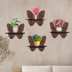 Wooden Butterfly-Shaped Wall Shelf Set Of 4 | ASOBO