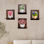 Set of 4 Brown MDF Square-Shaped Wall Shelves | ASOBO