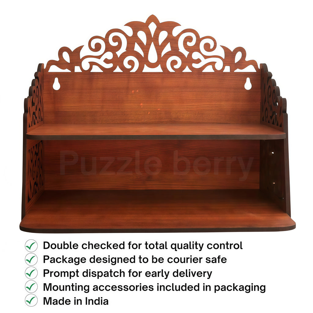 Handcrafted Small Wooden Mandir – Compact Om Pooja Stand | ASOBO