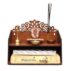 Handcrafted Small Wooden Mandir – Compact Om Pooja Stand | ASOBO