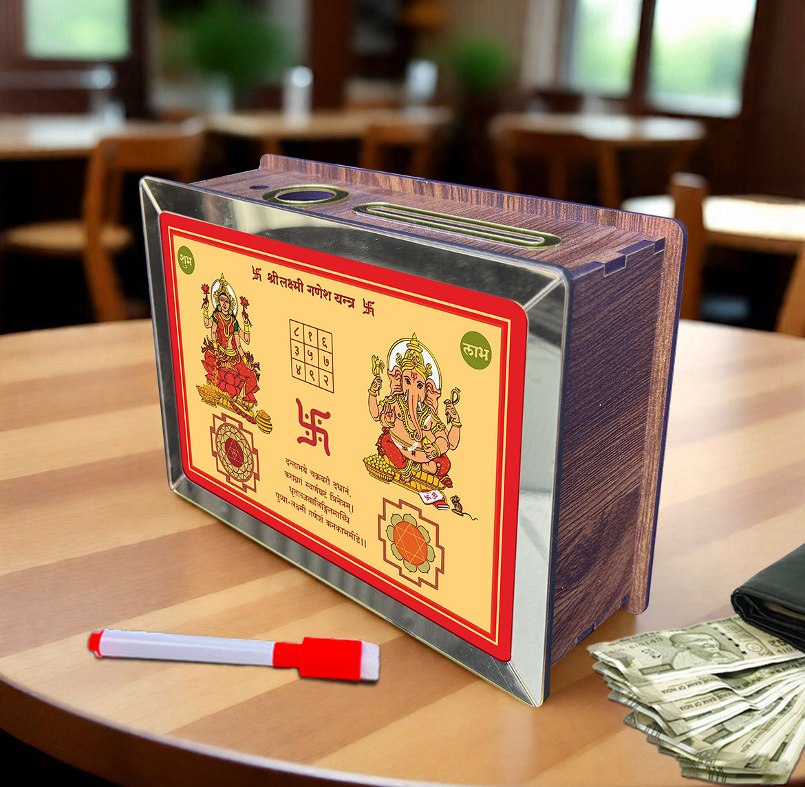 Laxmi Ganesh Wooden Piggy Bank Best for Diwali Gift| ASOBO