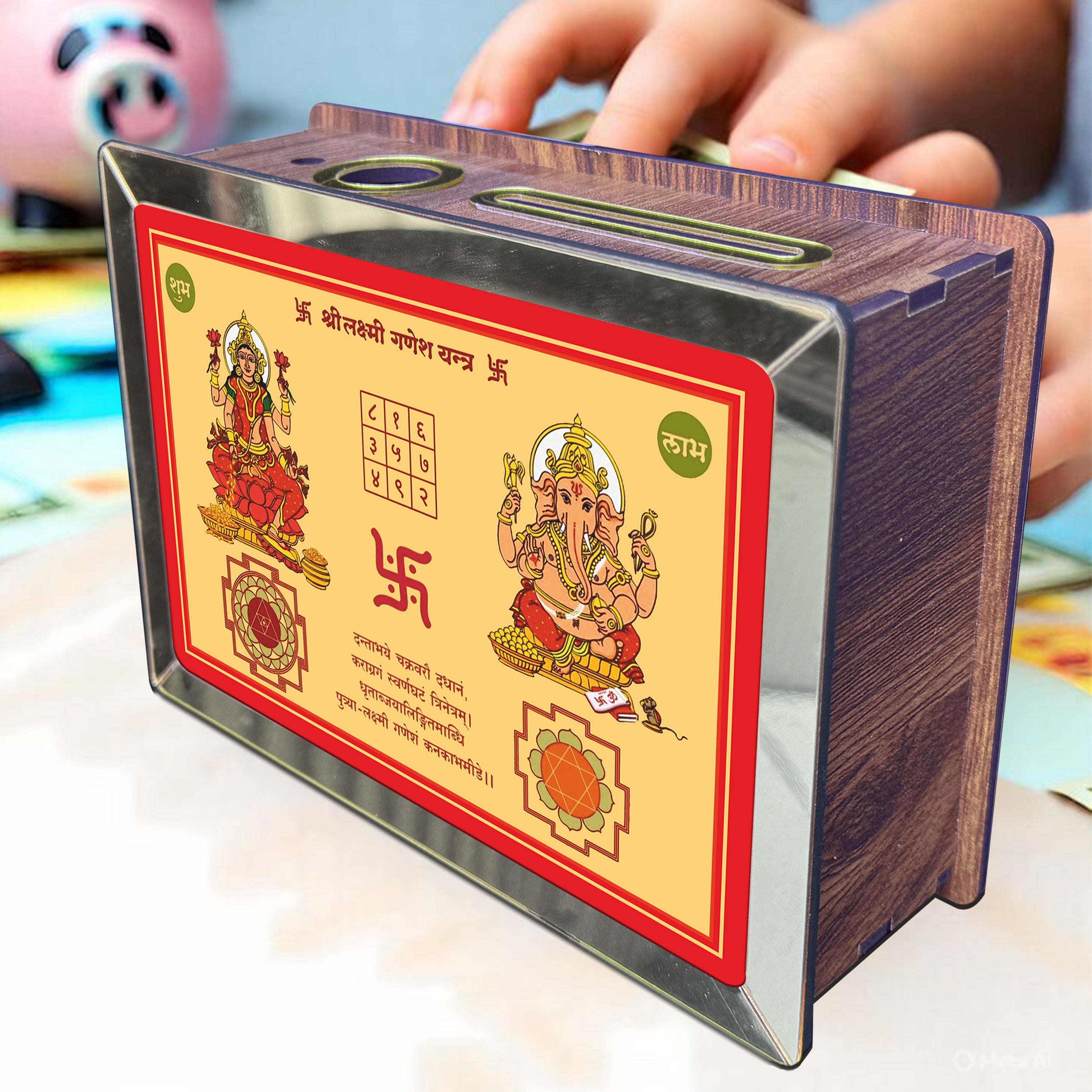 Laxmi Ganesh Wooden Piggy Bank Best for Diwali Gift| ASOBO